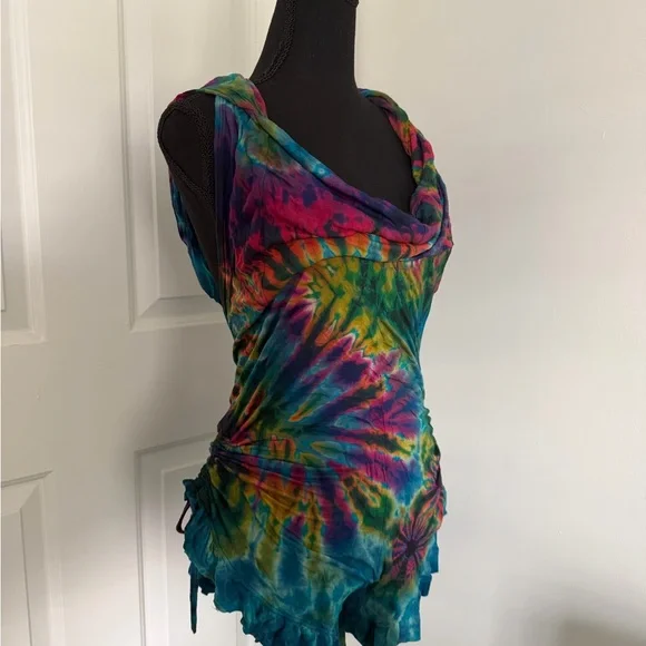 Sexy women Vibrant Tie-Dye Sleeveless Romper - Picture 2 of 5